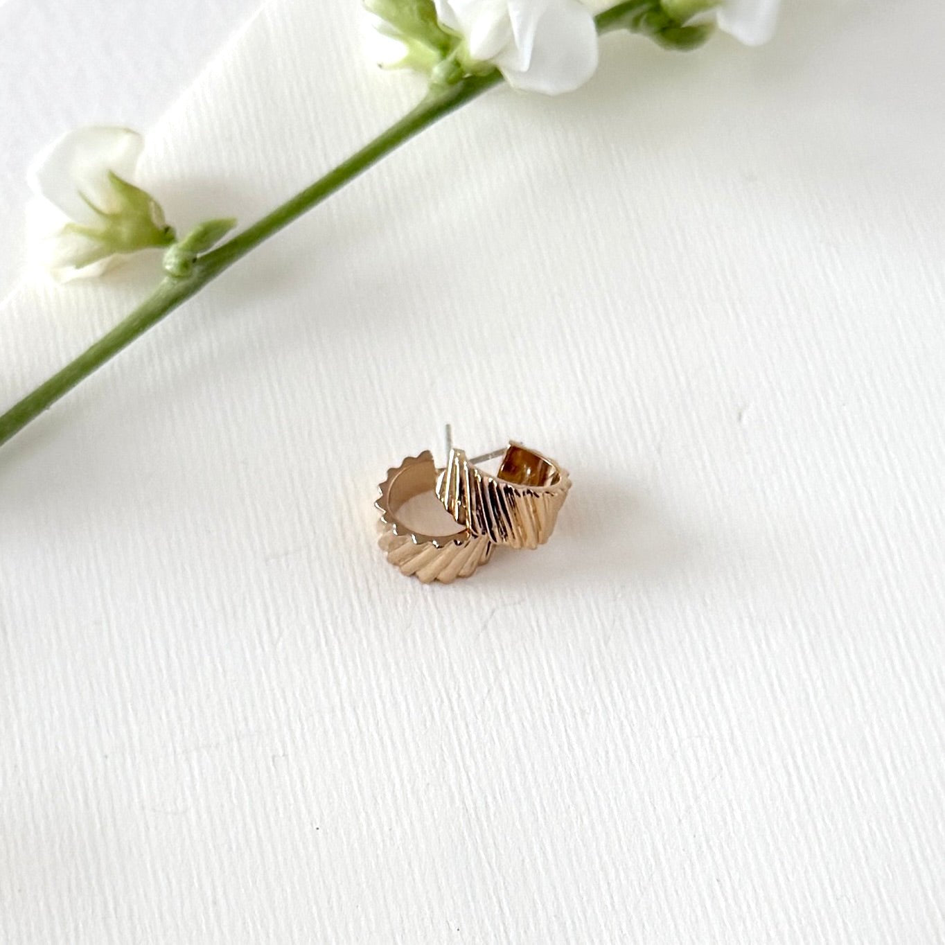 GOLD CRESTA HOOPS - Sarah Cecelia Jewelry & Metal Goods