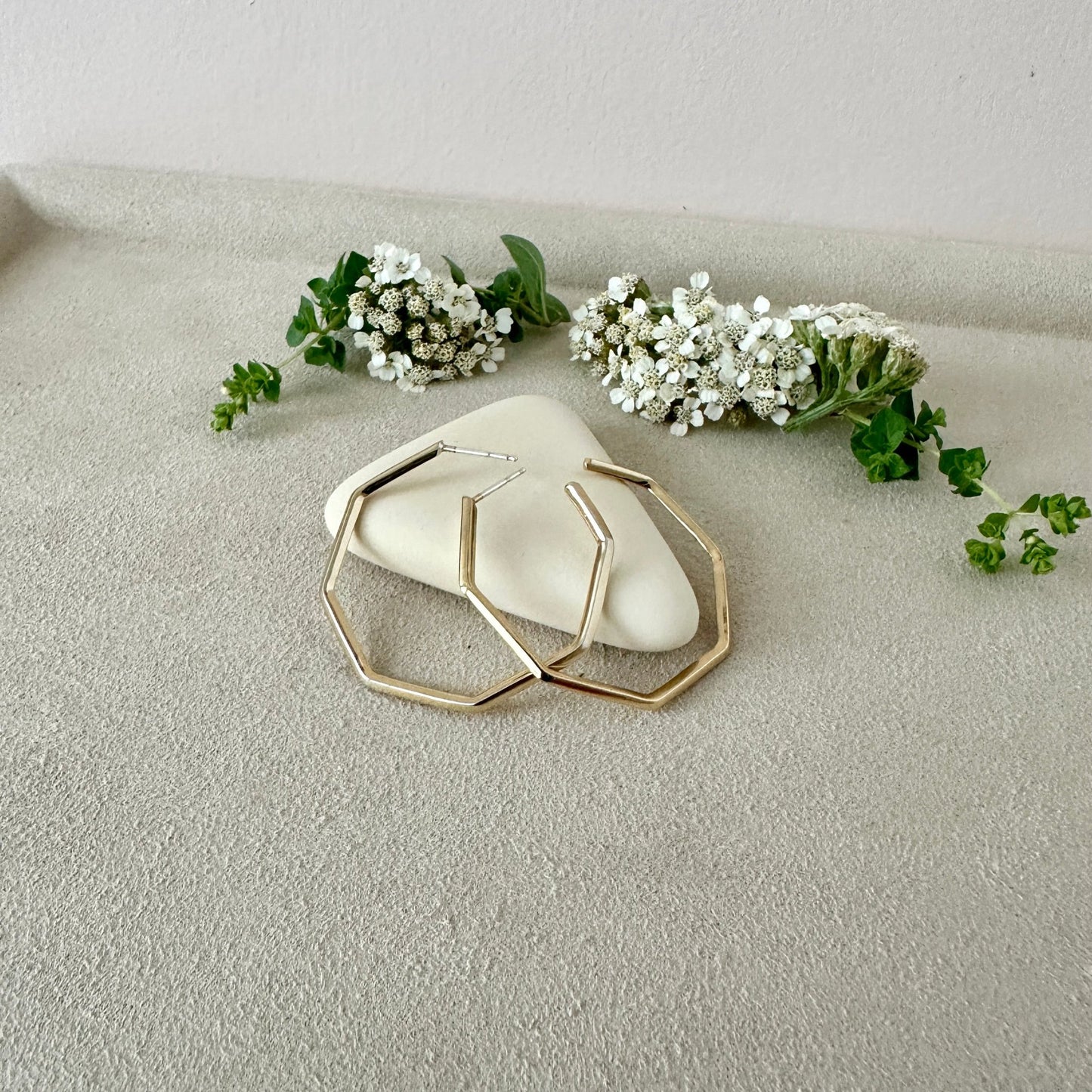 GOLD GEO HOOPS | LARGE - Sarah Cecelia Jewelry & Metal Goods