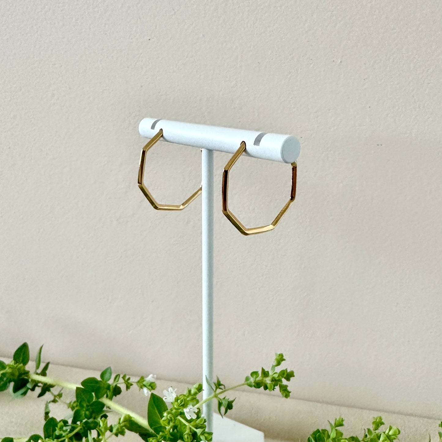 GOLD GEO HOOPS | SMALL - Sarah Cecelia Jewelry & Metal Goods