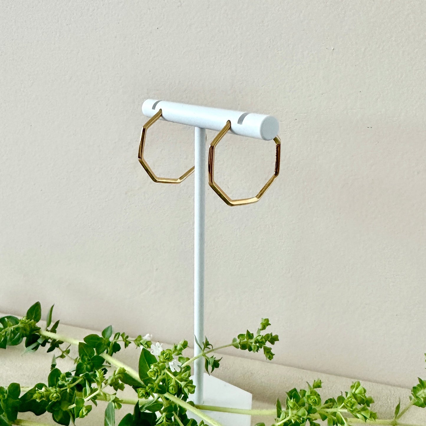 GOLD GEO HOOPS | SMALL - Sarah Cecelia Jewelry & Metal Goods