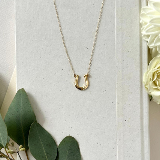 GOLD GEO HORSESHOE NECKLACE - Sarah Cecelia Jewelry & Metal Goods