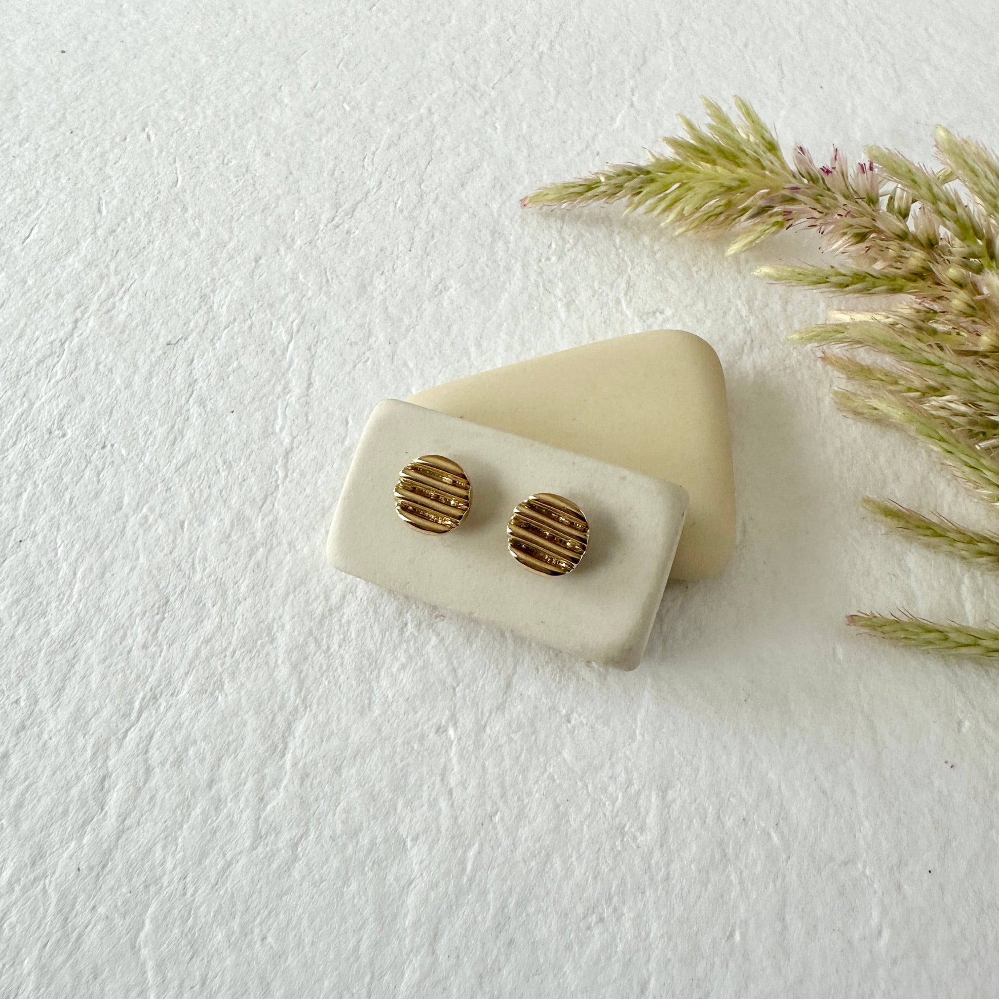 GOLD SCALA DISC STUDS - Sarah Cecelia Jewelry & Metal Goods