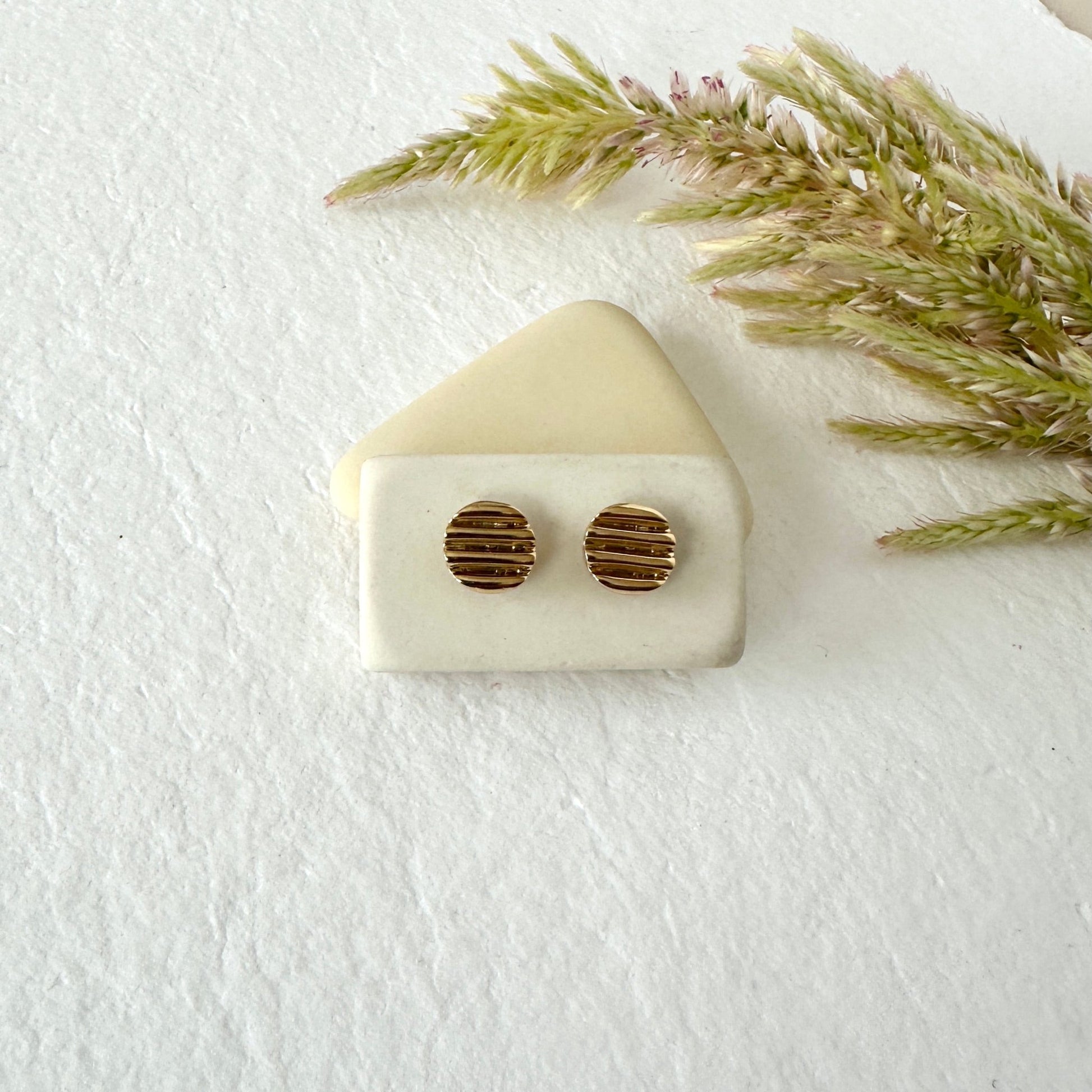 GOLD SCALA DISC STUDS - Sarah Cecelia Jewelry & Metal Goods