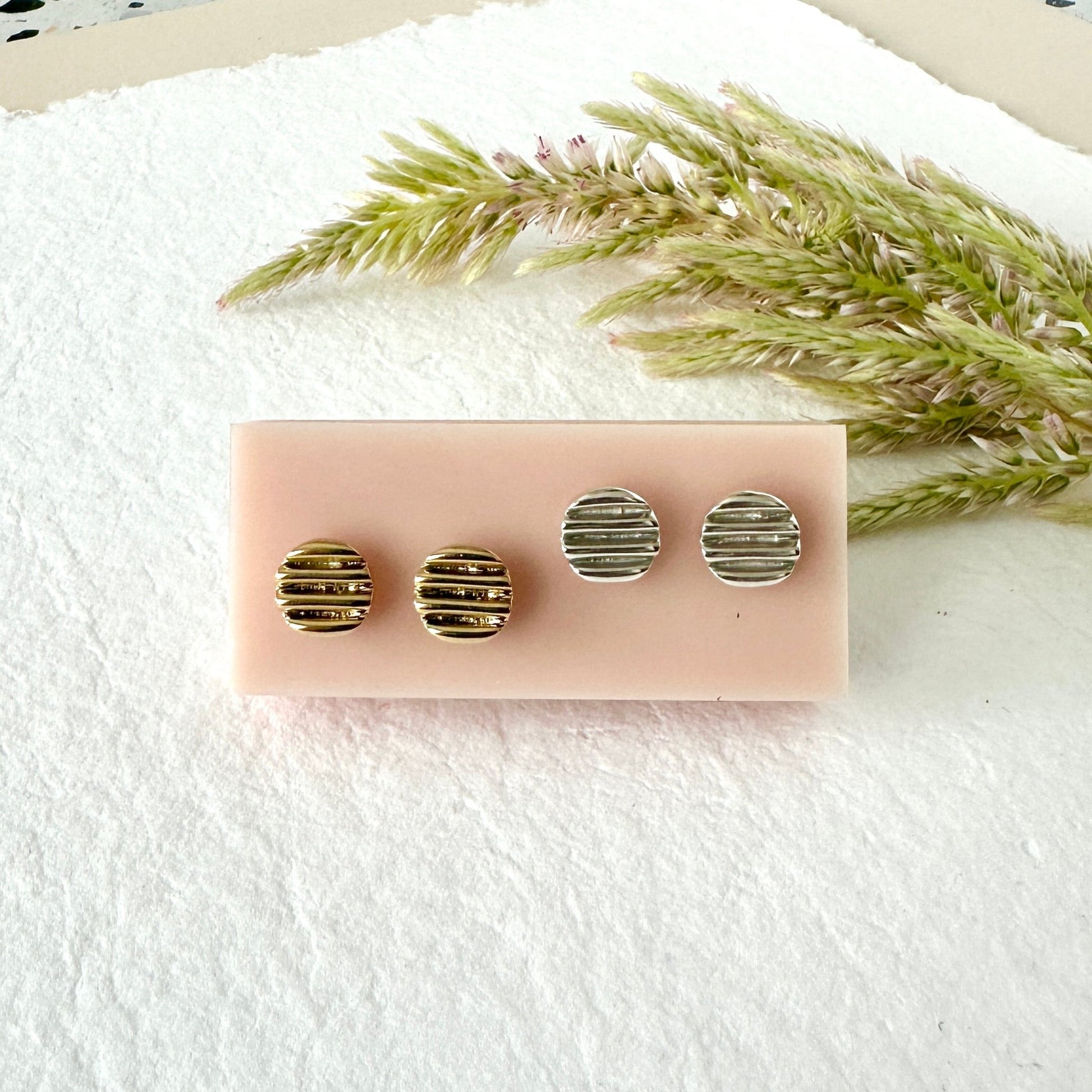 GOLD SCALA DISC STUDS - Sarah Cecelia Jewelry & Metal Goods