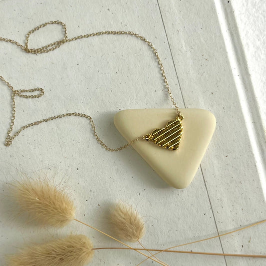 GOLD SCALA HEART NECKLACE - Sarah Cecelia Jewelry & Metal Goods