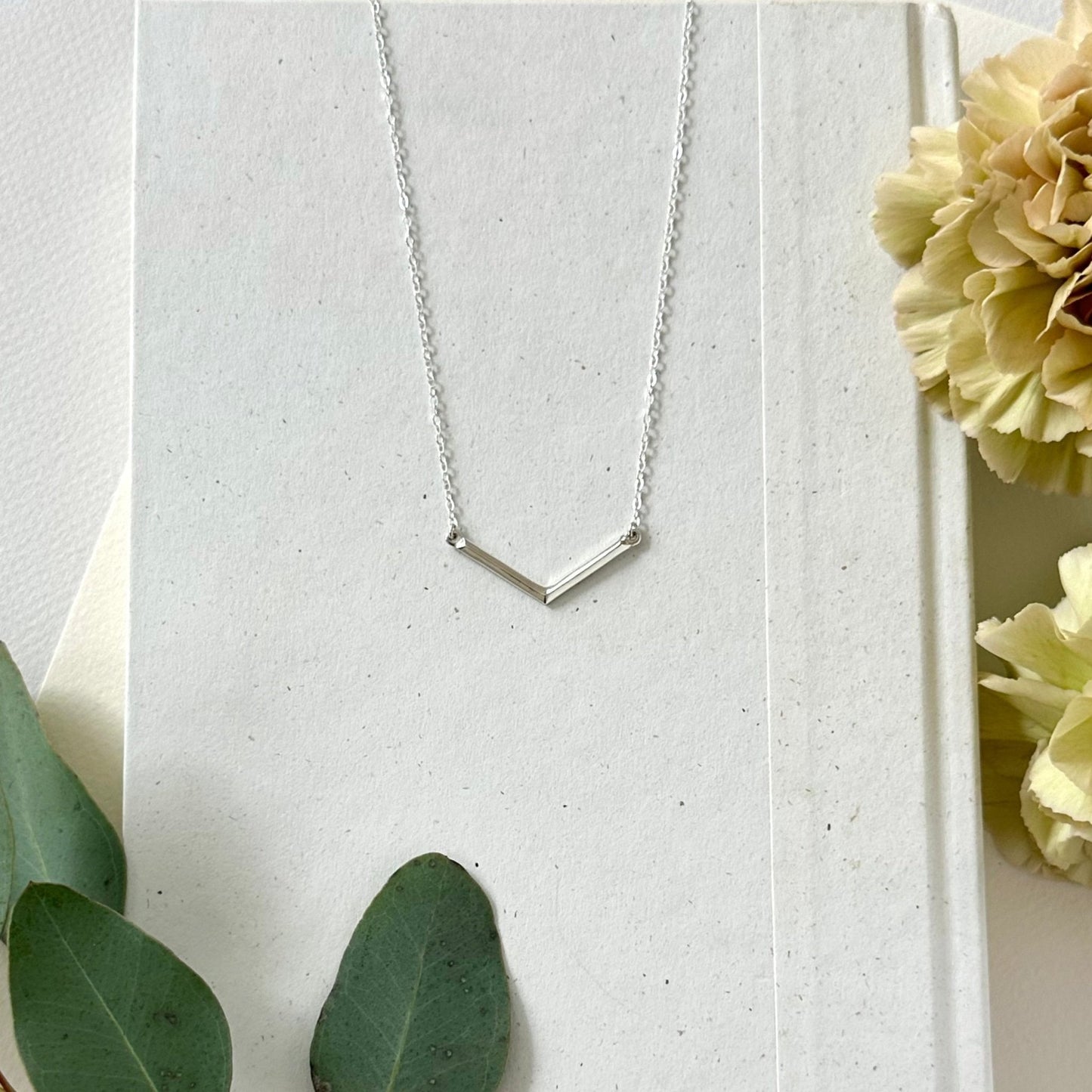 SILVER GEO V BAR NECKLACE - Sarah Cecelia Jewelry & Metal Goods