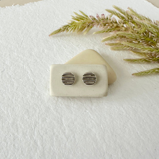 SILVER SCALA DISC STUDS - Sarah Cecelia Jewelry & Metal Goods
