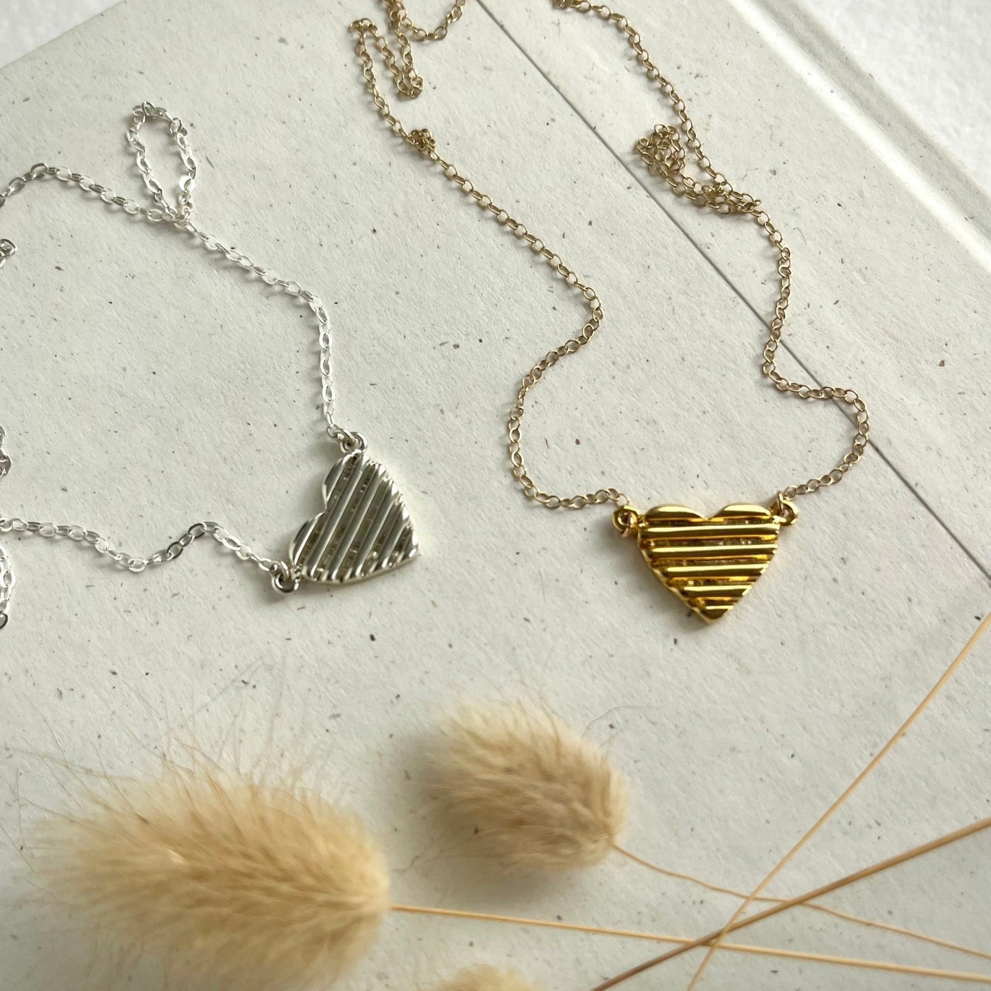 SILVER SCALA HEART NECKLACE - Sarah Cecelia Jewelry & Metal Goods