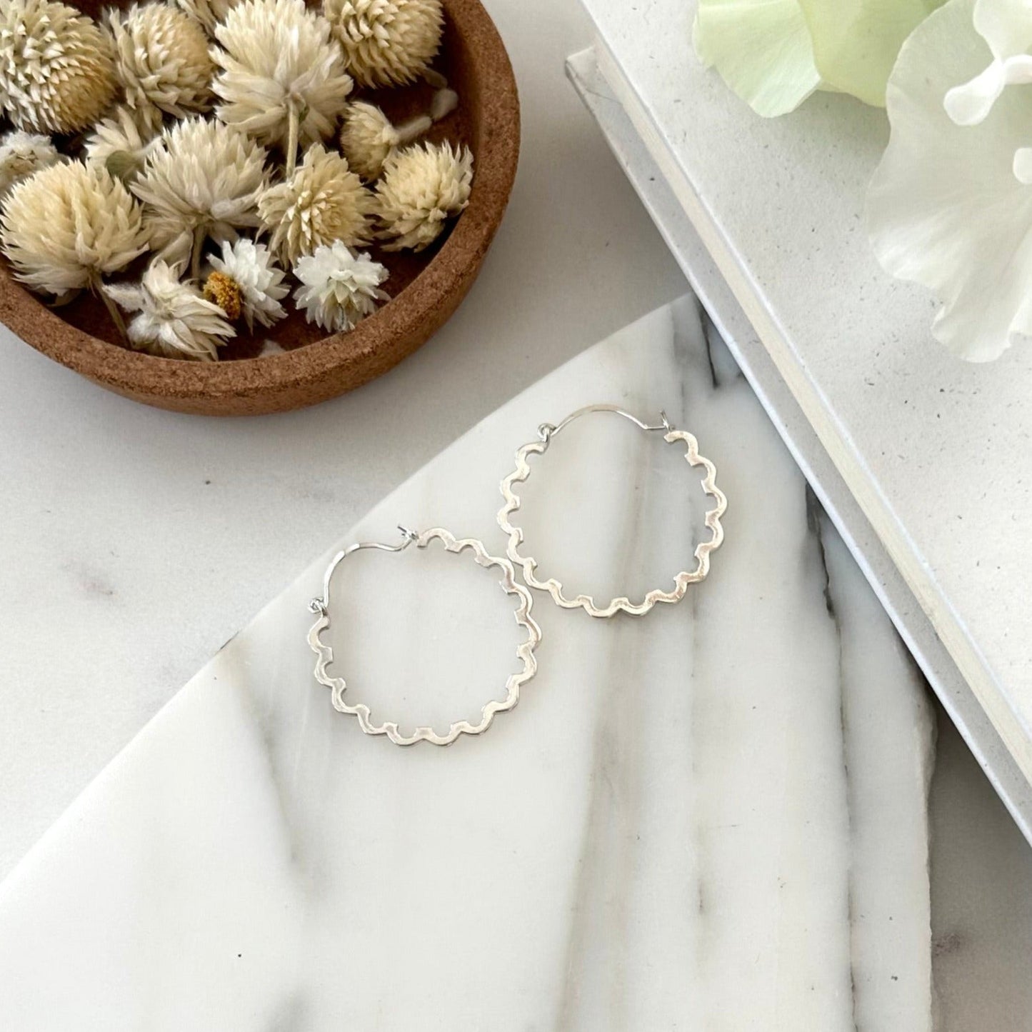 SILVER SCALA HOOPS - Sarah Cecelia Jewelry & Metal Goods