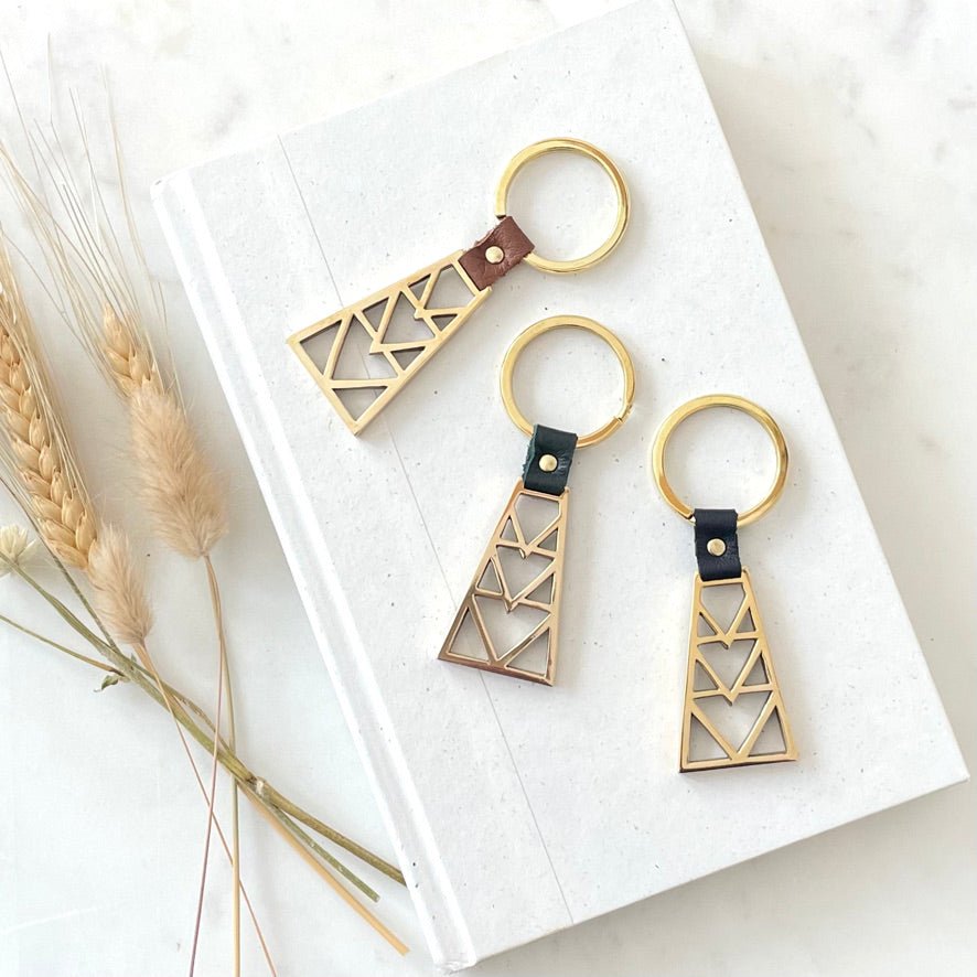 BRASS GEO KEY RING - Sarah Cecelia Jewelry & Metal Goods