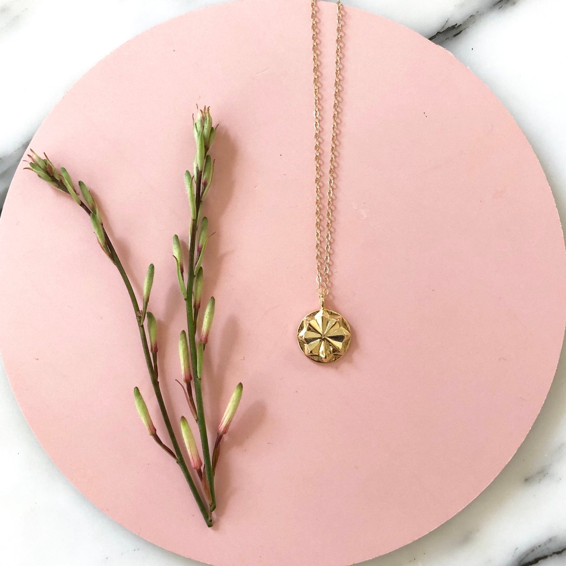 GOLD CIRCA PENDANT - Sarah Cecelia Jewelry & Metal Goods