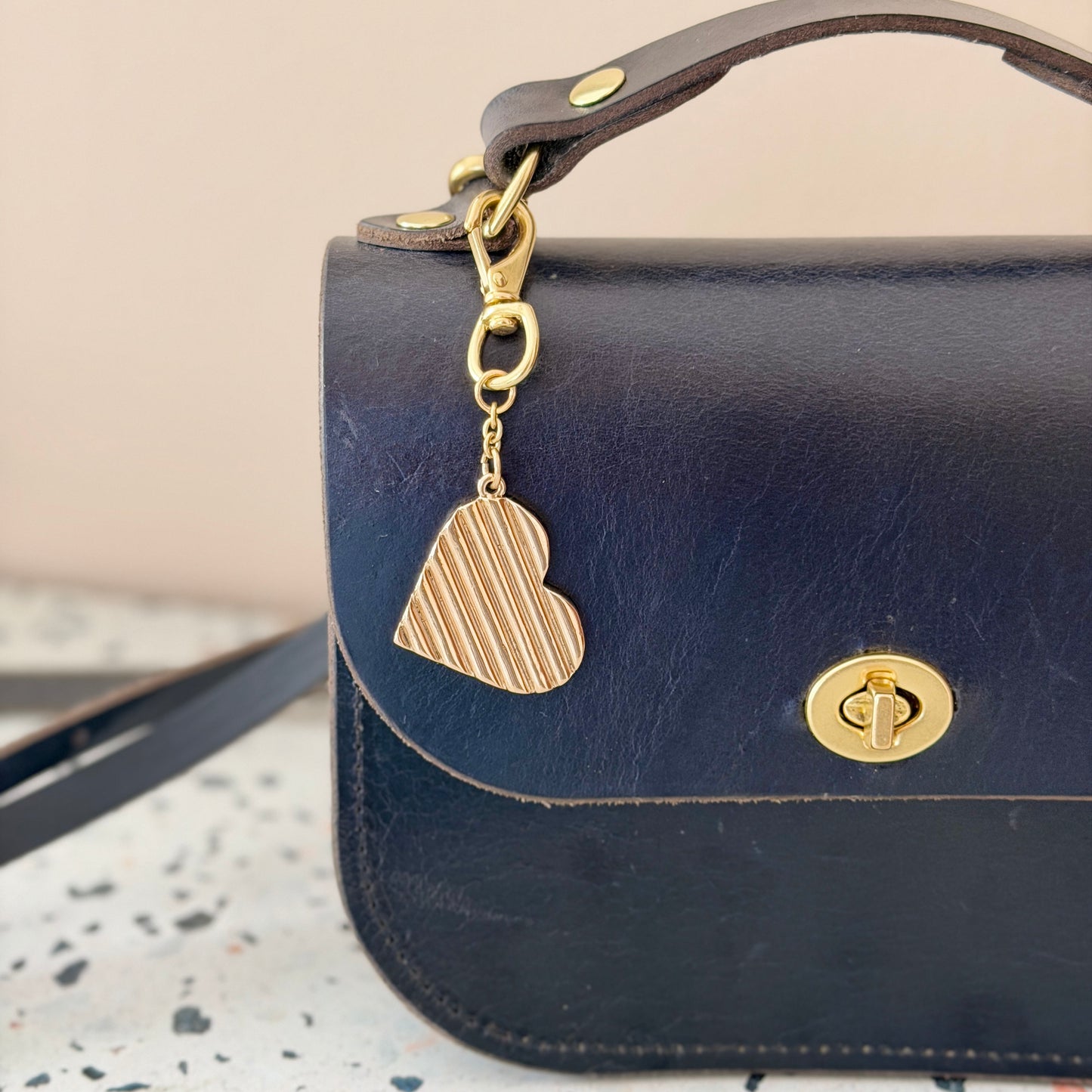 BRASS HEART BAG CHARM
