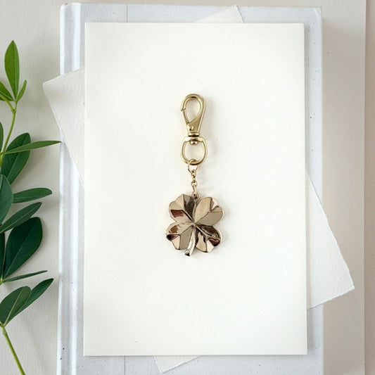 BRASS FOUR LEAF CLOVER BAG CHARM - Sarah Cecelia Jewelry & Metal Goods