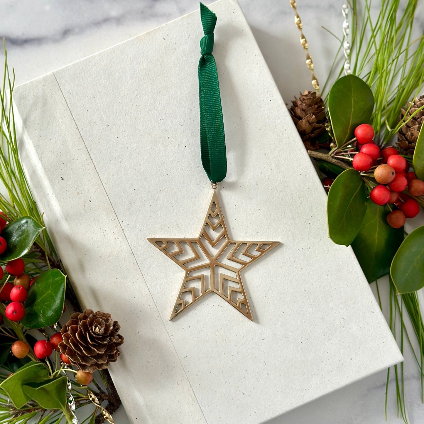 BRASS GEO STAR ORNAMENT - Sarah Cecelia Jewelry & Metal Goods