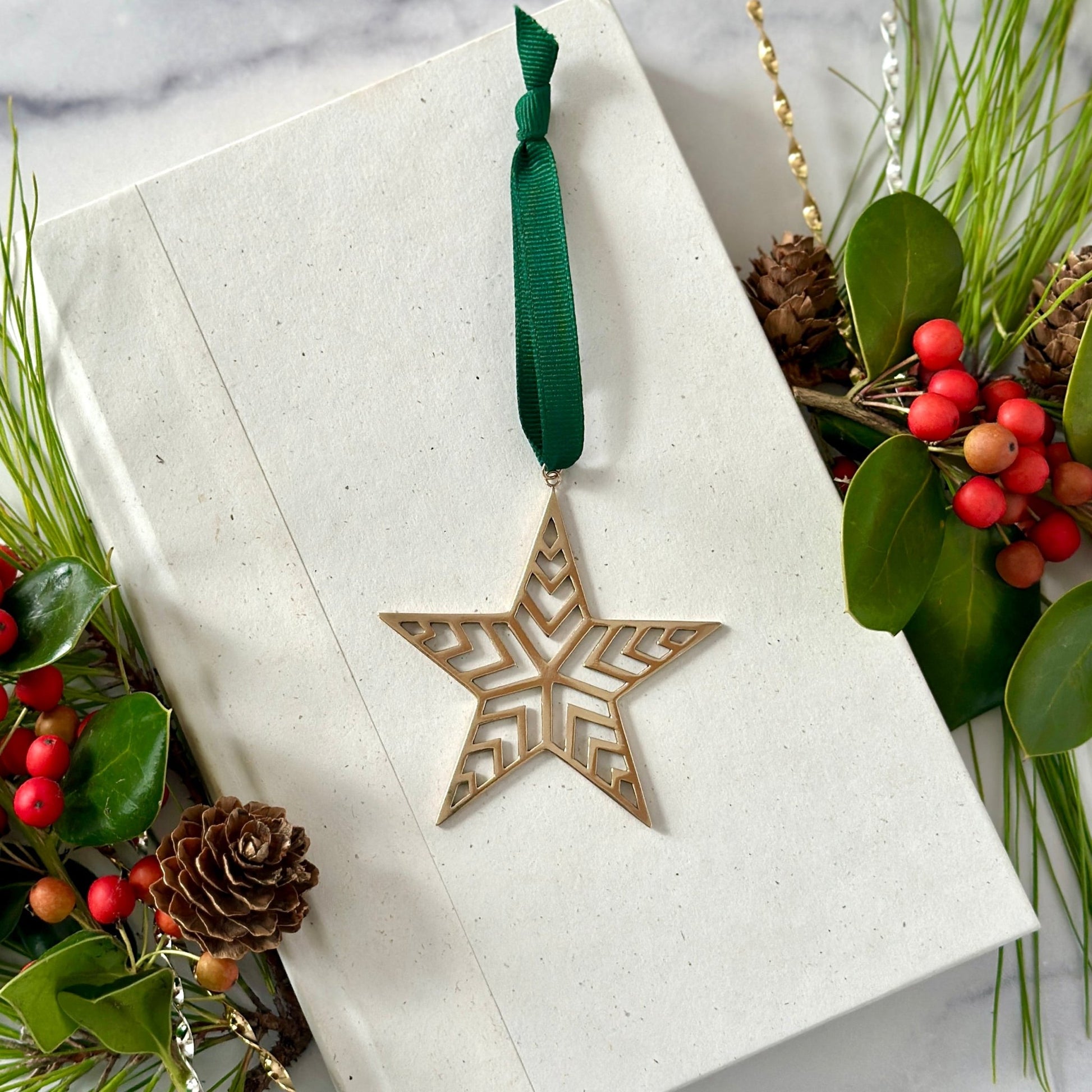 BRASS GEO STAR ORNAMENT - Sarah Cecelia Jewelry & Metal Goods