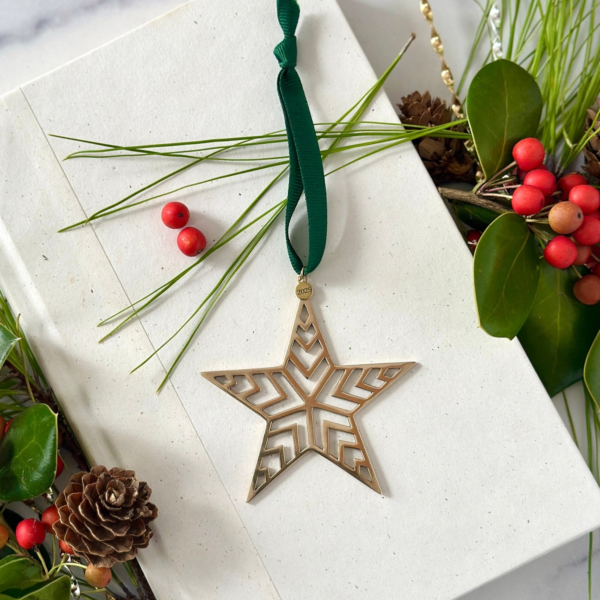 BRASS GEO STAR ORNAMENT - Sarah Cecelia Jewelry & Metal Goods