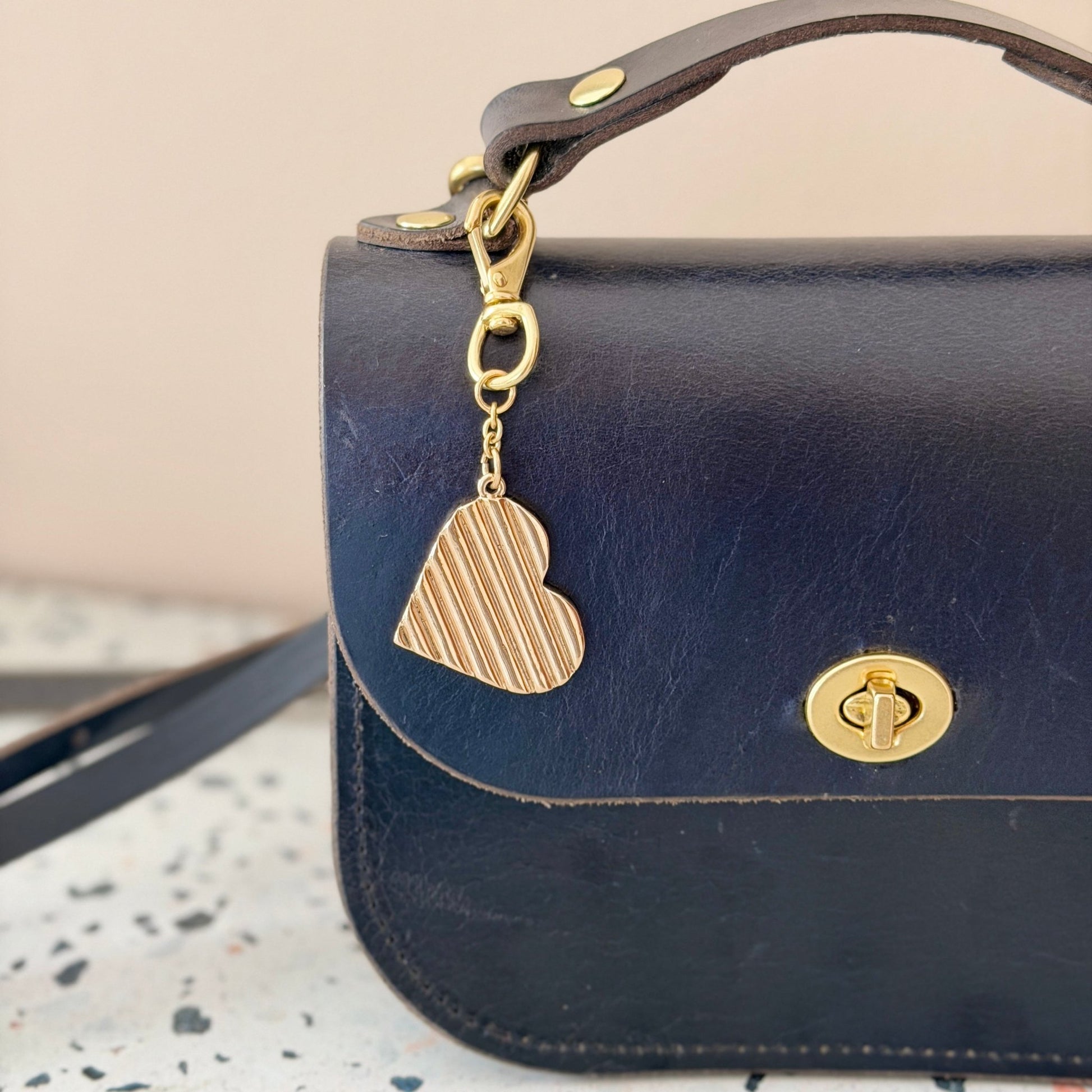 BRASS HEART BAG CHARM - Sarah Cecelia Jewelry & Metal Goods