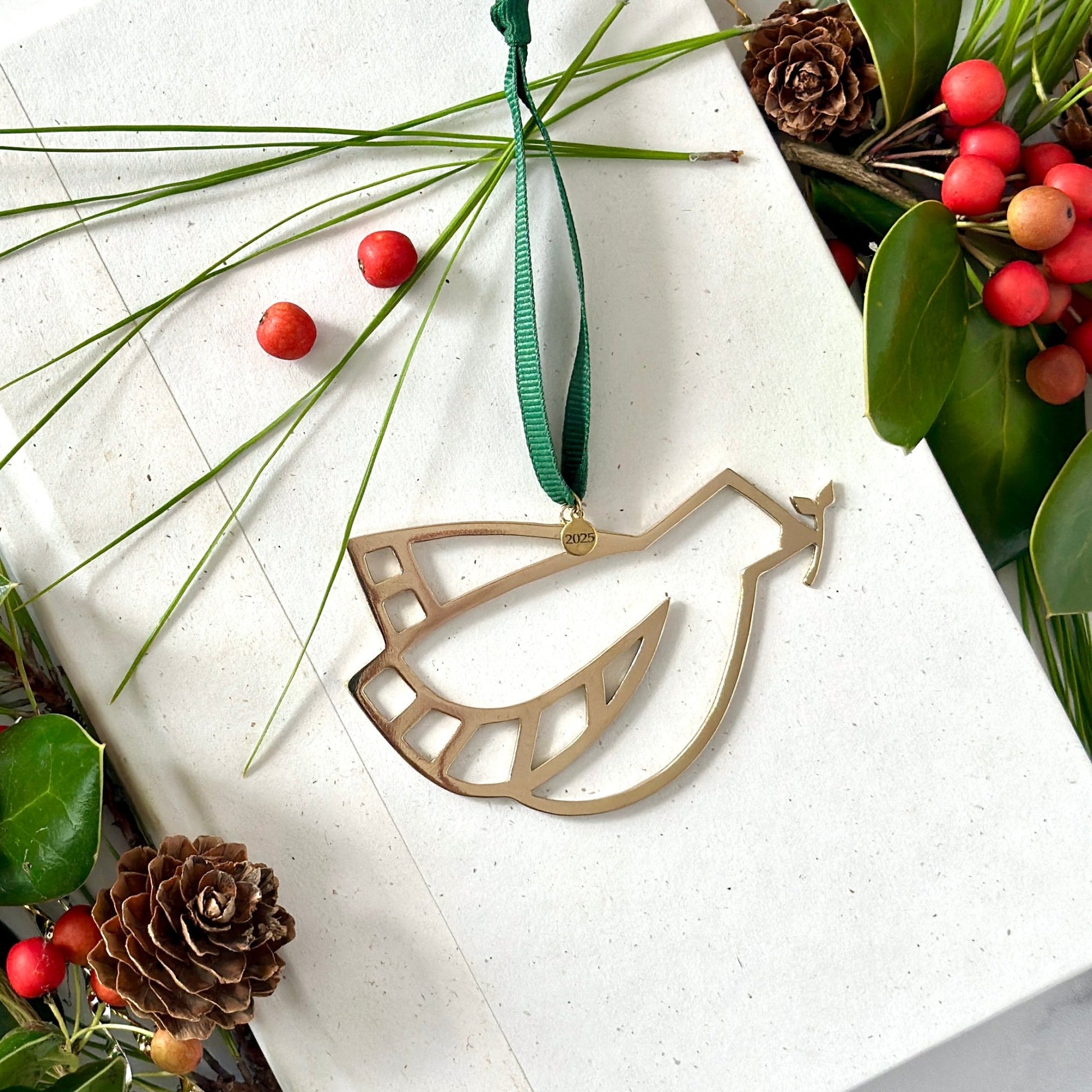 BRASS PEACE DOVE ORNAMENT - Sarah Cecelia Jewelry & Metal Goods