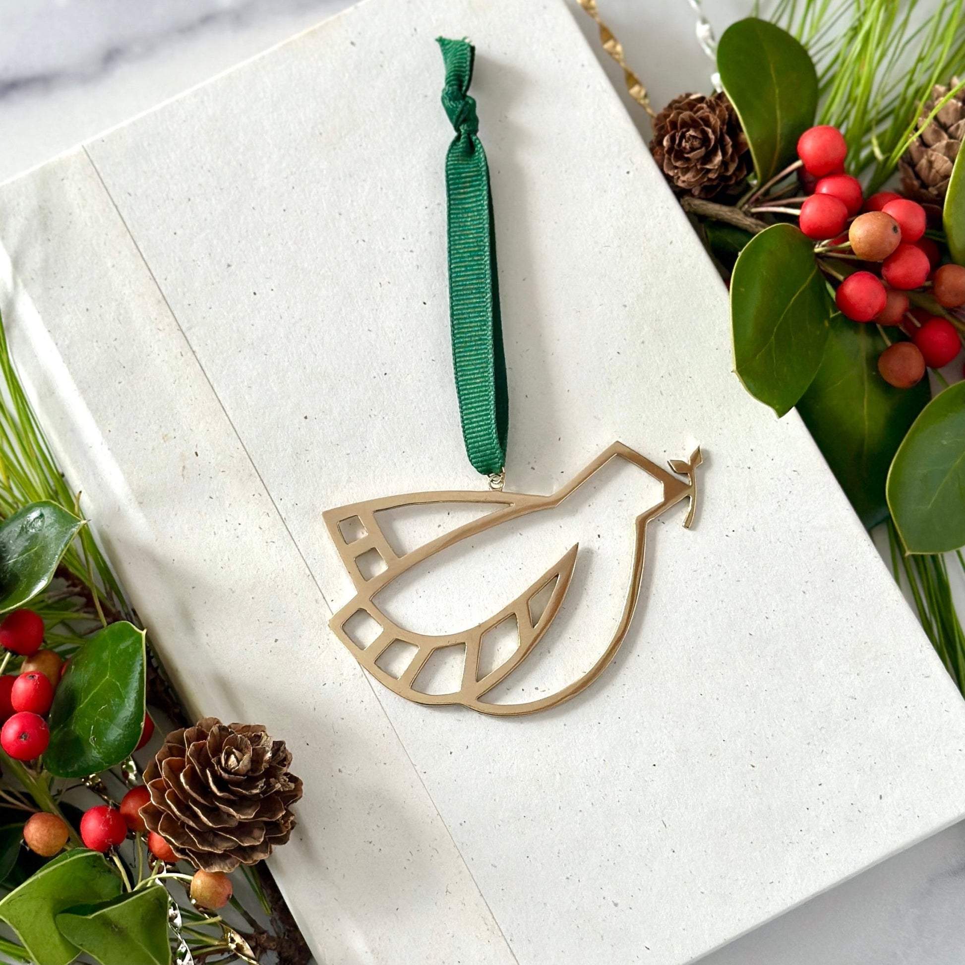 BRASS PEACE DOVE ORNAMENT - Sarah Cecelia Jewelry & Metal Goods