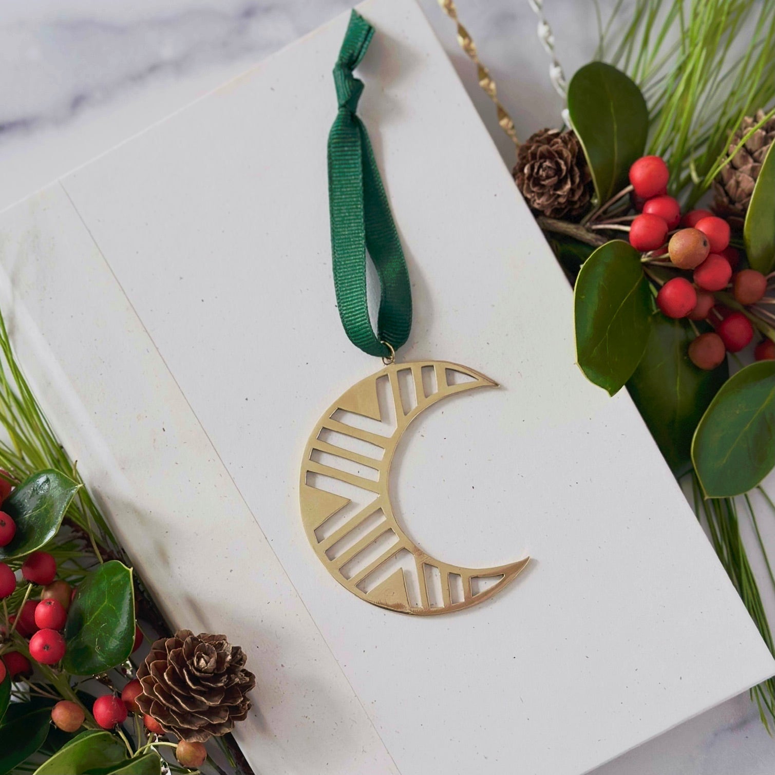 BRASS SPECTRA MOON ORNAMENT - Sarah Cecelia Jewelry & Metal Goods