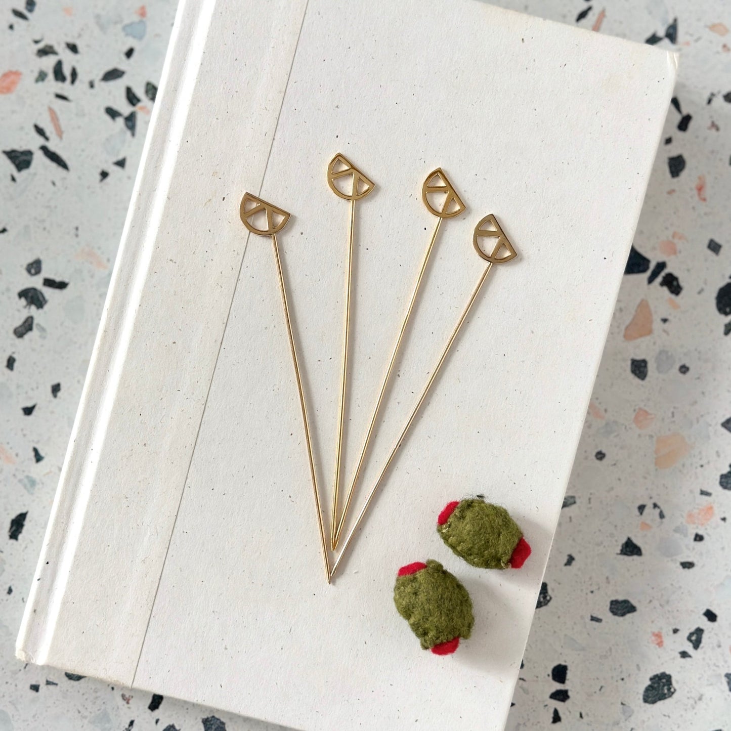 CITRUS COCKTAIL PICKS - SET OF 4 - Sarah Cecelia Jewelry & Metal Goods