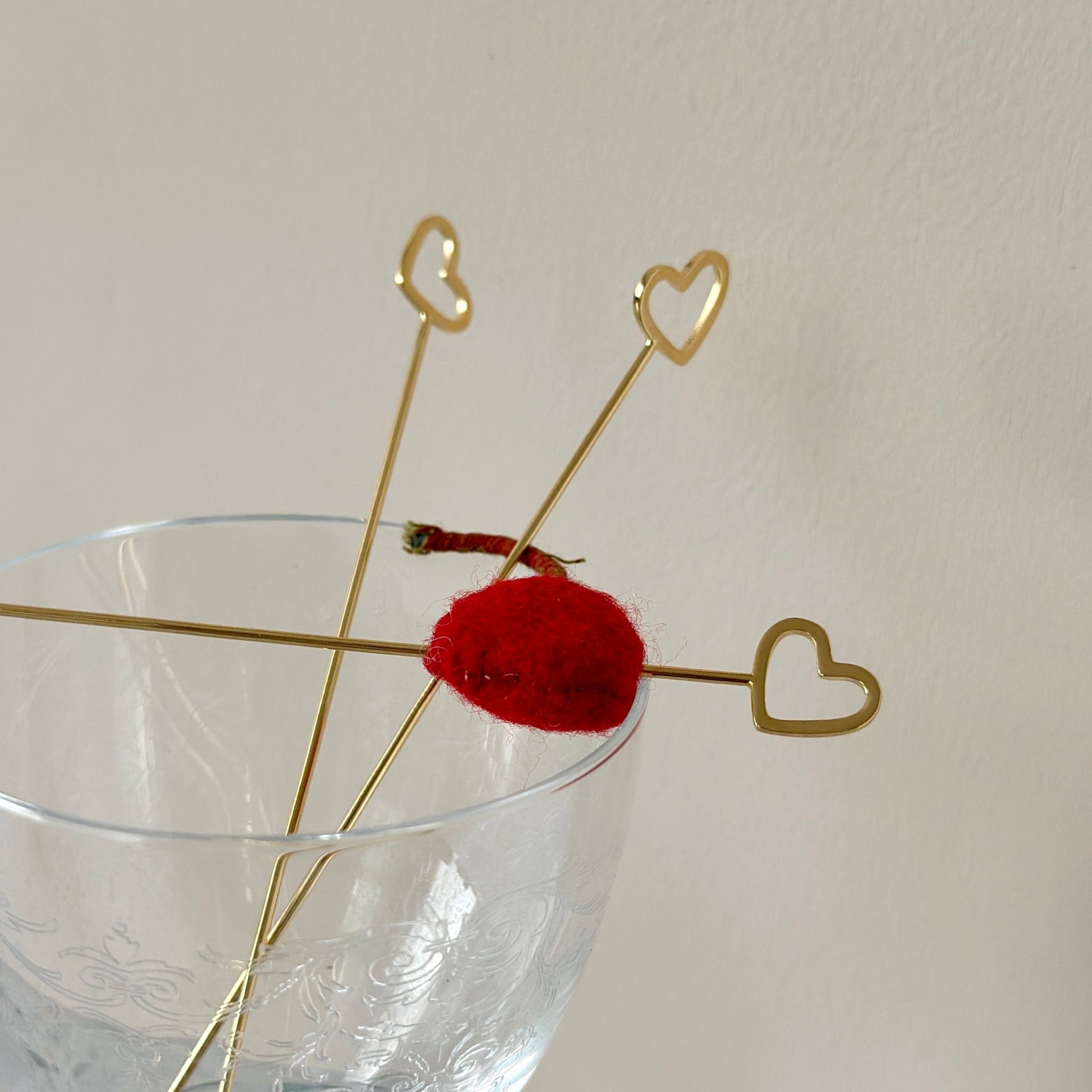 GOLD HEART COCKTAIL PICKS - SET OF 4 - Sarah Cecelia Jewelry & Metal Goods