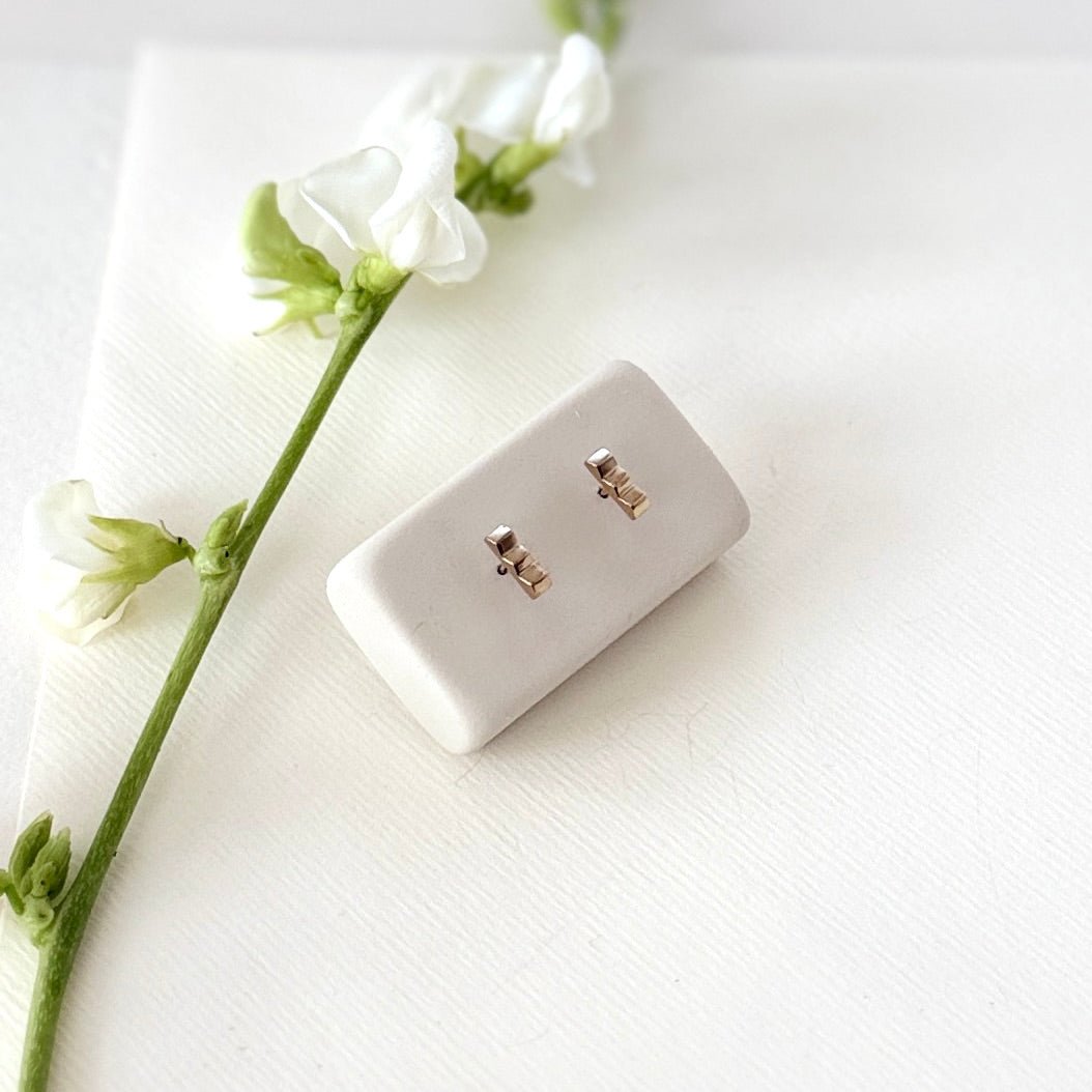 GOLD POINTE MINI BAR STUDS - Sarah Cecelia Jewelry & Metal Goods