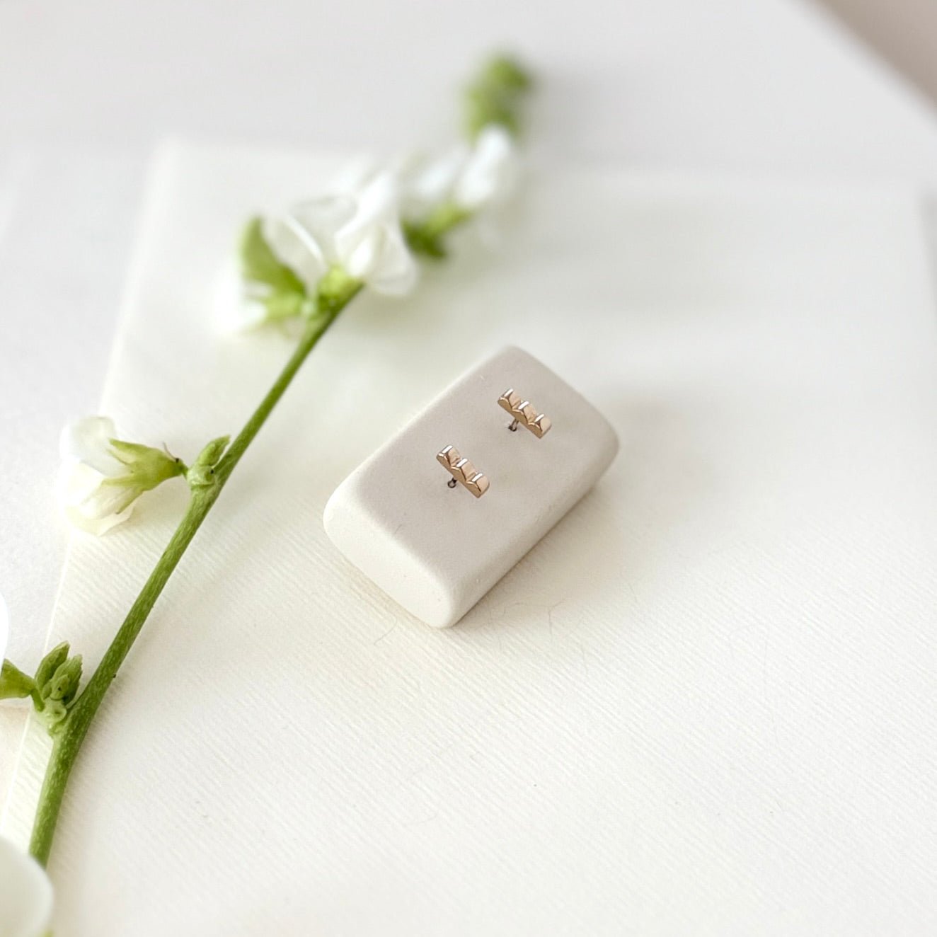 GOLD SCALA MINI BAR STUDS - Sarah Cecelia Jewelry & Metal Goods