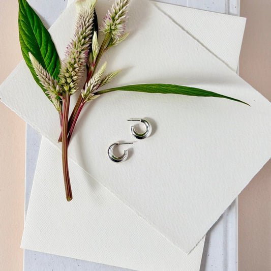 SILVER LUNA HOOPS - Sarah Cecelia Jewelry & Metal Goods