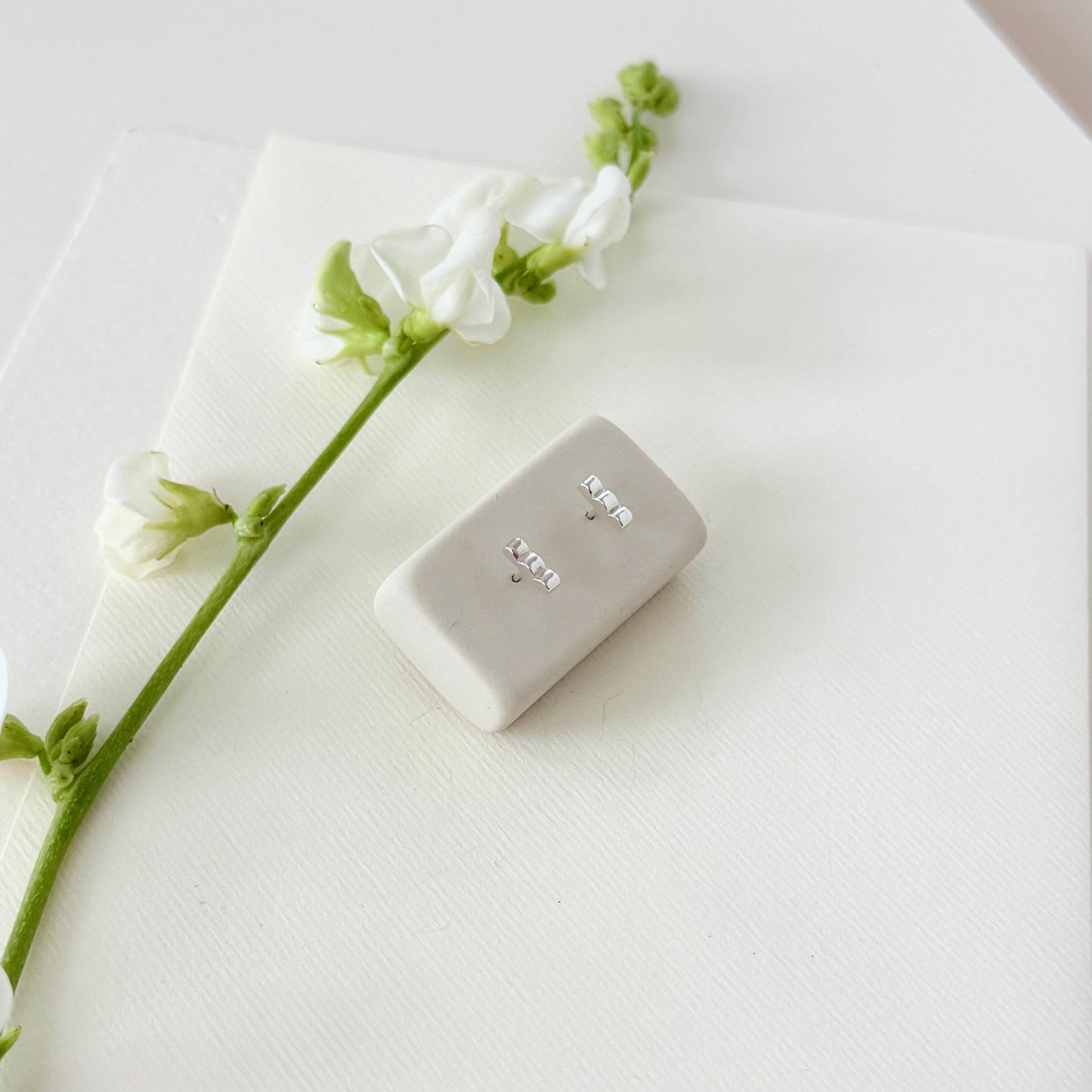 SILVER SCALA MINI BAR STUDS - Sarah Cecelia Jewelry & Metal Goods