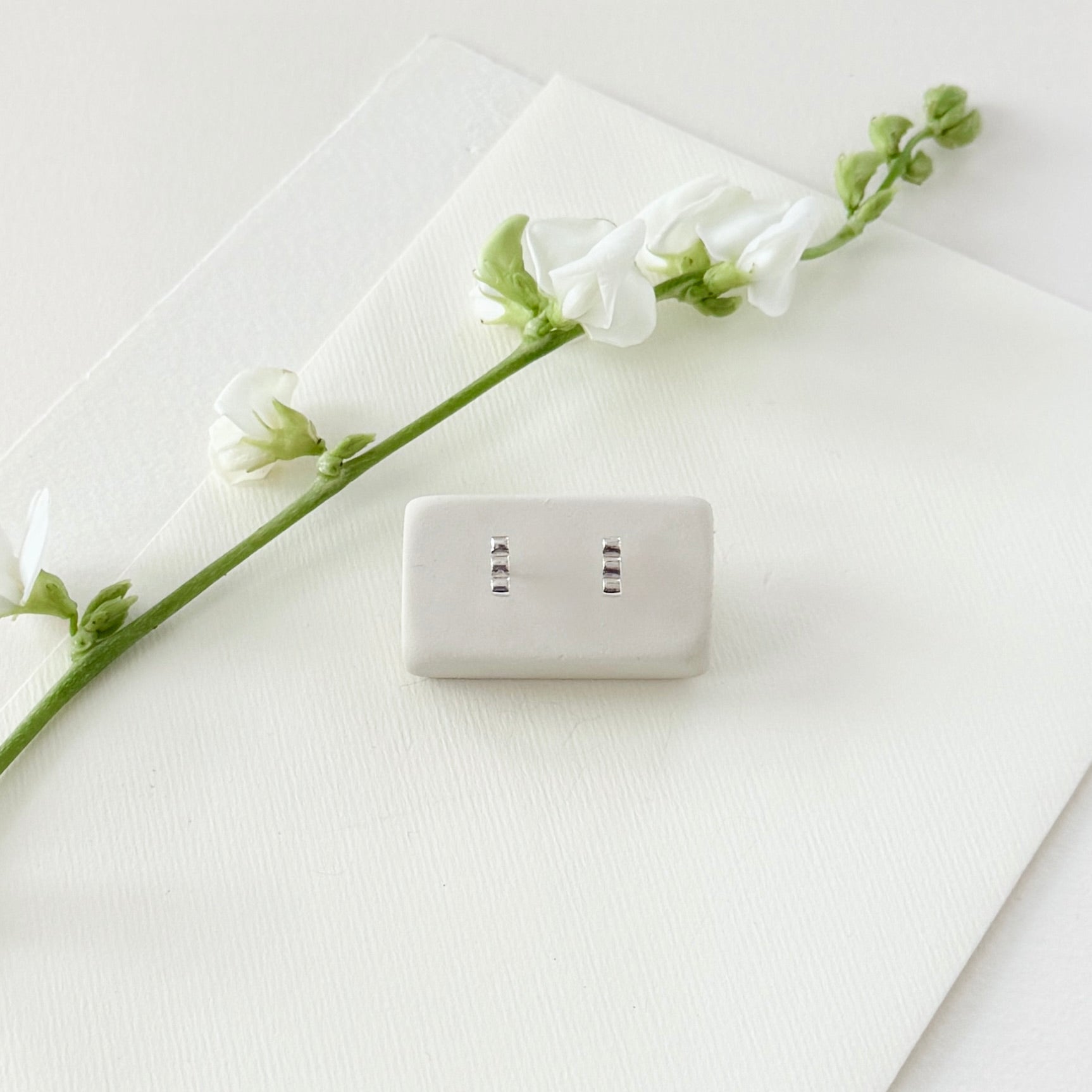SILVER SCALA MINI BAR STUDS - Sarah Cecelia Jewelry & Metal Goods