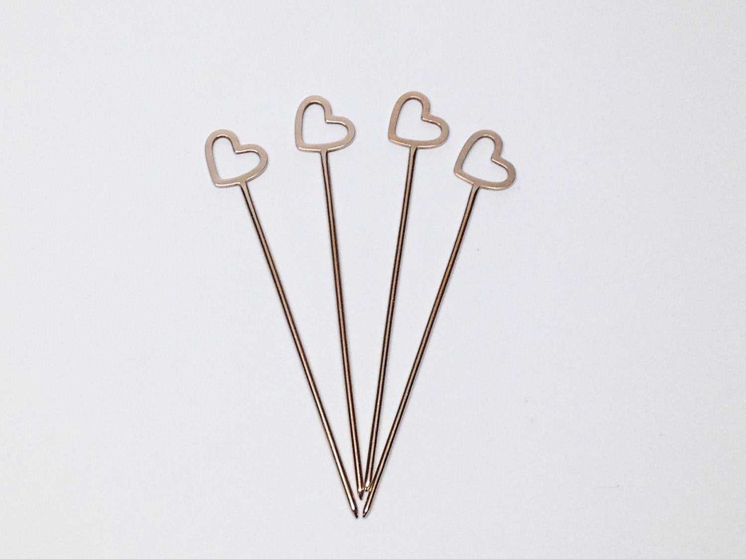 GOLD HEART COCKTAIL PICKS - SET OF 4 - Sarah Cecelia Jewelry & Metal Goods