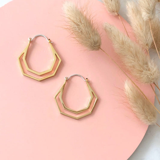 GOLD HERA HOOPS - Sarah Cecelia Jewelry & Metal Goods