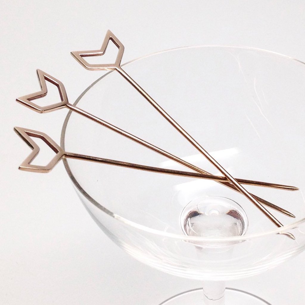 Chevron Cocktail Picks- Gold Plated