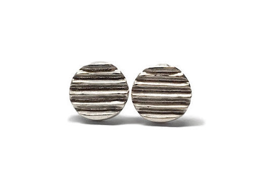 SILVER CARVED DISC STUDS