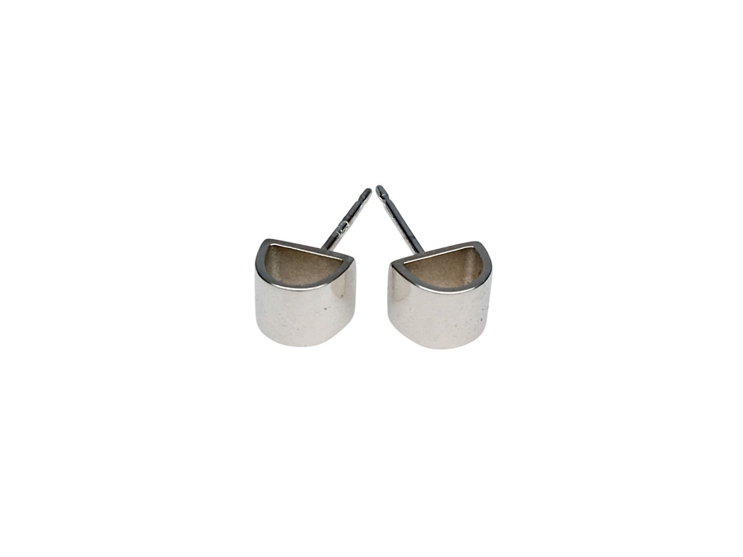 SILVER SEMI CIRCLE STUDS - Sarah Cecelia Jewelry & Metal Goods